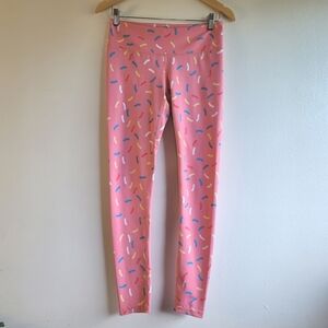 Feed Me Fight Me, Pink Sprinkles Workout Leggings,‎ Size Medium